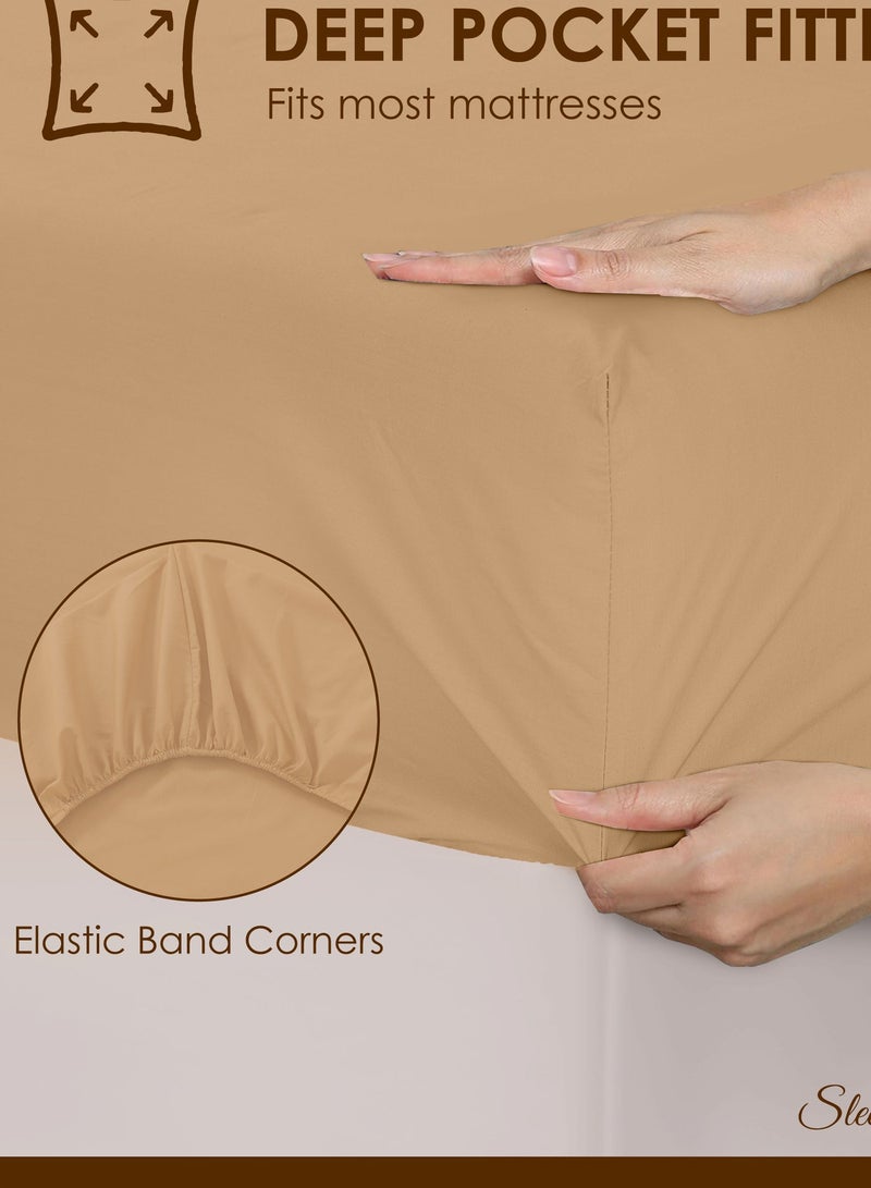 Siesta Zen™ 3 Pcs Set Premium T250 Cotton Rich Fitted Sheet Set Full Elastic 30cm Deep Pocket Fits for All, Ultra Soft, Breathable, Wrinkle Resistant (1 Fitted+2 Pillowcases) - Image 4